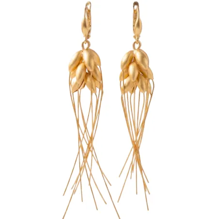 Gold Wheat Grains Earrings Medium