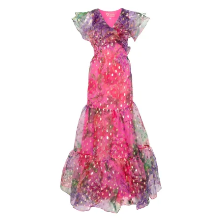 Floral Pink Ruffled Maxi Dress